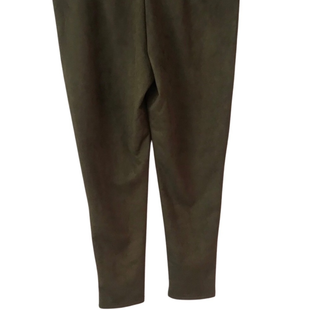 New! Gibson & Latimer High Rise Faux Suede Ponte Leggings Olive Pull On Pants - Picture 7 of 12